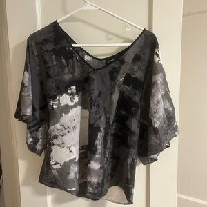 Central Park West Black and Gray Abstract Blouse